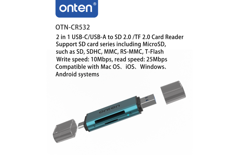Onten 2 in 2 USB-C & USB A Card Reader - Image 3